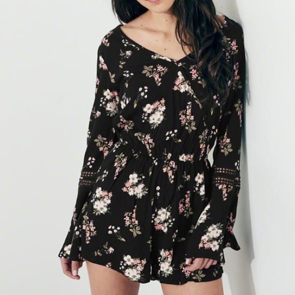 Hollister bell sleeve floral romper